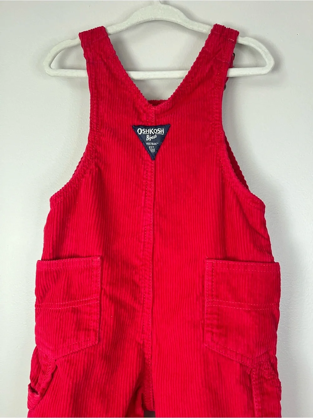 OshKosh B'gosh Toddler 18M Vibrant Red Corduroy Overalls Unisex Lined Dungarees